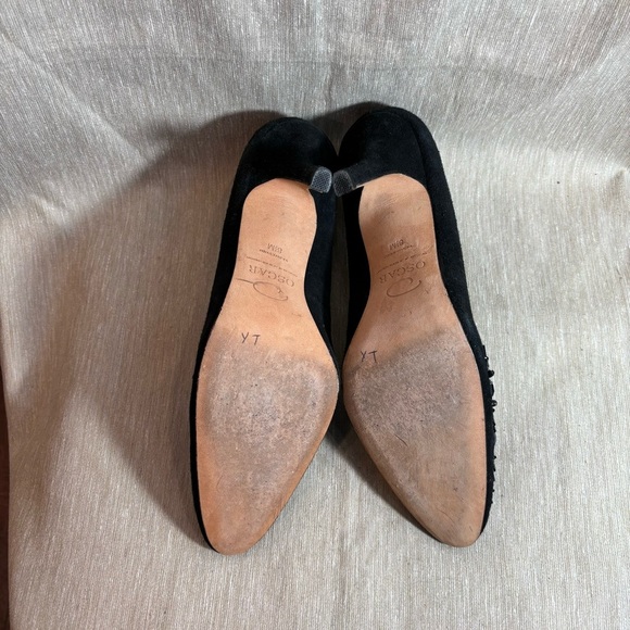 OSCAR DE LA RENTA Sz 8.5 Beaded Toe Cap Classic Festive Pump Designer Shoes - Picture 9 of 10